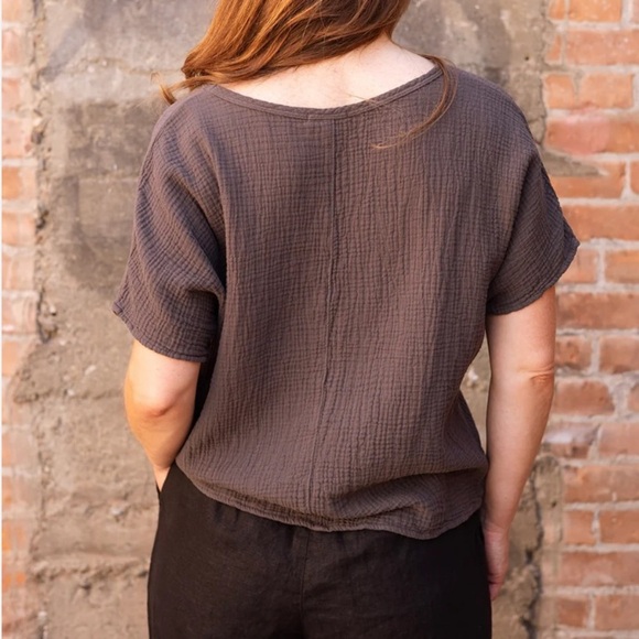 It Is Well Organic Gauze Short Sleeve Top Size Small Lagenlook Made In USA - Picture 2 of 11